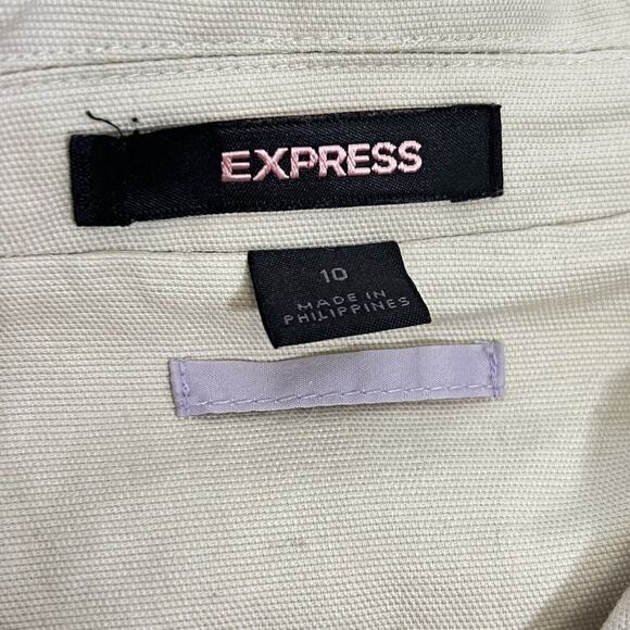 Express Jacket Women's Collared Utility Button Front Cotton Blend Beige Size 10 - Picture 8 of 9